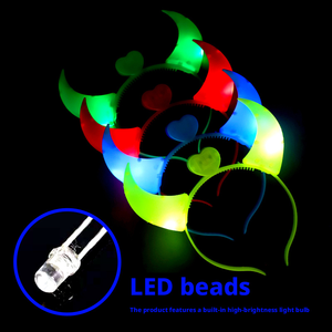 Serre-tête LED lumineux en forme de cornes de diable pour enfants et adultes - Accessoire capillaire coloré et lumineux pour Halloween, concerts et fêtes d'anniversaire - Product Image 3