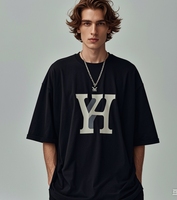 Camisetas de Hombre YKH de 300 g/m², 100 % Algodón, Talla Grande, Transpirables, de Manga Corta, Diseño Personalizado, Ropa Urbana de Verano