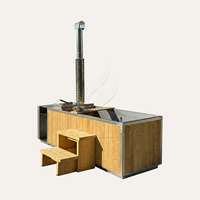 Hochwertiger Hachii Spa 2-Personen-Holzofen-Außenpool mit tollem Infinity-Design, traditionell, freistehend, rechteckig, einfach aufzubauen