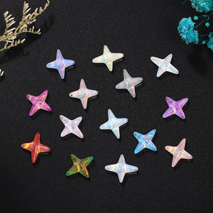 คริสตัลแก้วรูปดาวสี่แฉกแบบแบน สีรุ้ง สำหรับตกแต่งเล็บ DIY และเครื่องประดับ - Product Image 2