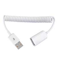 Câble d'extension USB spiralé mâle-femelle 1M USB 2.0 rétractable en PVC pour transfert de données et charge