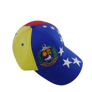 Sıcak satış pamuk gorras Venezuela bayrağı logo 6 panel işlemeli beyzbol şapkası şapka unisex
