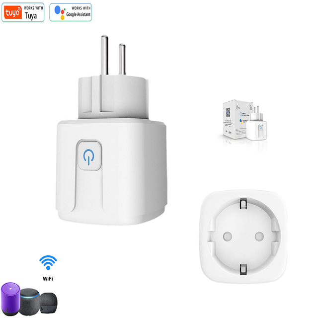 Tuya 16A 20A EU Smart Socket WiFi Smart Plug With Power Monitoring Timing Function Voice Control Via Alexa Google Home