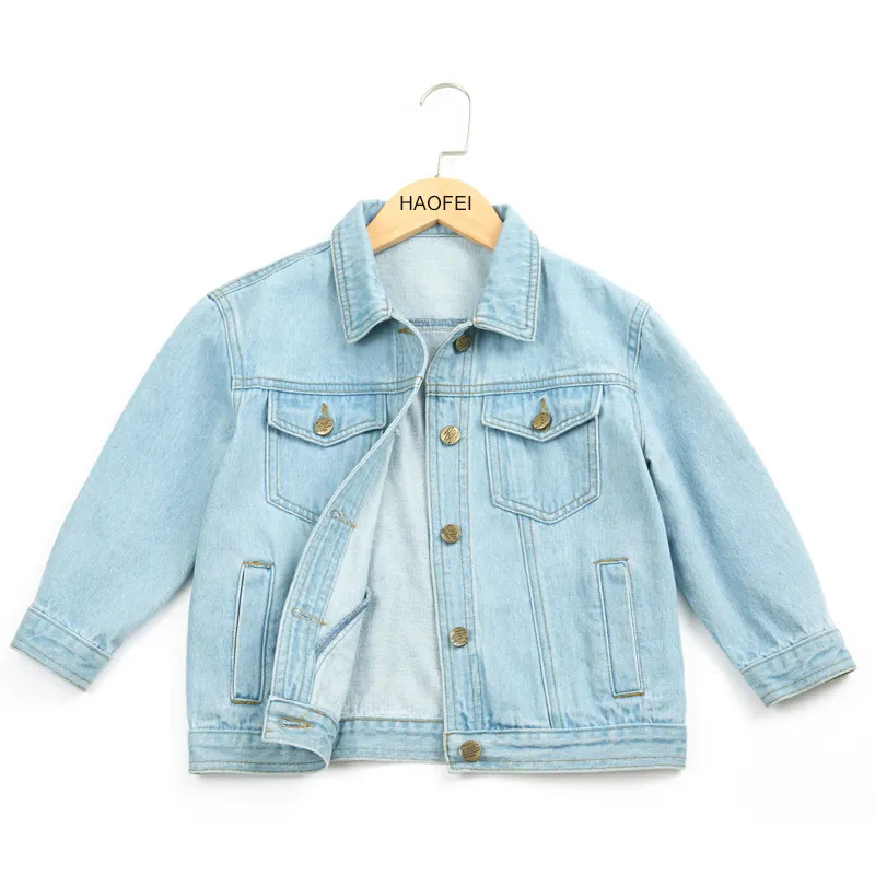 Trendy design buttoned kids baby denim coat hot sale kids girls denim jacket