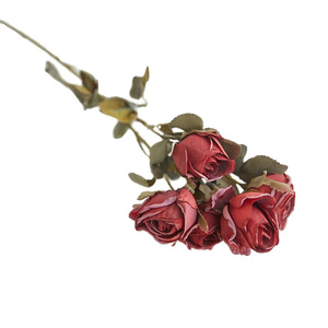 Fleur artificielle en soie rose, 5 têtes, 40 cm, bords grillés, décoration intérieure, bouquet pour salon, rose, rouge, bordeaux, violet clair, marron foncé - Product Image 4