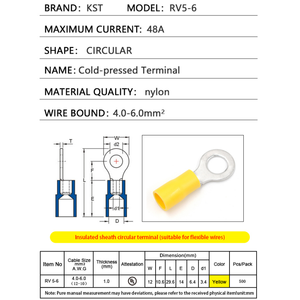 KST terminal konektor mobil listrik mobil, Terisolasi asli 12-10 AWG Cold Pressed Terminale - Product Image 6