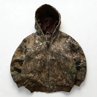 Blouson zippé personnalisé pour homme, style automne, camouflage numérique, imprimé vintage, motif arbre camouflage réel, matelassé, type bomber, pour la chasse, avec logo OEM