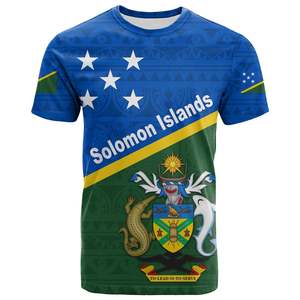 Camiseta con estampado polinesio <span class=keywords><strong>DE</strong></span> LAS Islas Salomón, Color <span class=keywords><strong>de</strong></span> <span class=keywords><strong>bandera</strong></span> con patrones tradicionales, camisetas <span class=keywords><strong>de</strong></span> manga corta para fiesta <span class=keywords><strong>de</strong></span> verano para hombres - Product Image 2
