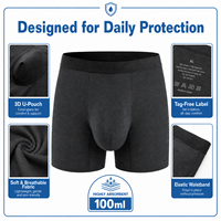 Caleçons Boxers Respirants en Modal Écologique avec Poche 3D-U, 4 Couches, Anti-Fuite 100ML, Anti-Odeur, Lavables, Sous-vêtements Adultes