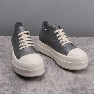 Chaussures plateforme de créateur pour hommes, baskets basses en cuir gris à semelle épaisse, chaussures tendance pour femmes, chaussures augmentant la taille de 6 cm - Product Image 1