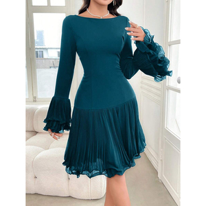 Vestido de Noche Elegante y Moderno con Cintura Alta, Estilo Casual, para Primavera/Verano, con Mangas Acampanadas, Diseño Personalizado OEM/ODM - Product Image 4