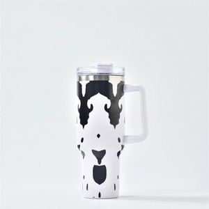 Gobelet de voyage personnalisé de 40 oz, réutilisable, en acier inoxydable à double paroi, isolé, avec revêtement imitation cuir de vache, tasse à café de 40 oz, gobelet de voiture avec poignée et couvercle - Product Image 4