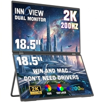 Monitor Portátil Plegable Doble para Laptop, Plug and Play, Sin Necesidad de Controladores Adicionales, Diseño Apilable Ligero para Multitarea en la Oficina