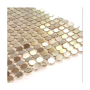 Recorte de malla de aluminio con tela de alambre de tejido liso de diamantes de imitación de cristal para prendas de vestir mejora el arte tejido - Product Image 2