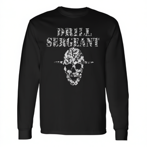 T-shirt à manches longues Drill Sergeant, motif crâne militaire, style armée, col rond unisexe, pour entraînement et team building adultes - Product Image 3