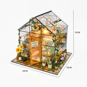 Hongda Bsci Certificaat Pc2306 Zonneschijn Bloemenhuis Houten Miniatuur Modellen Diy Pop Huis Kit Groothandel Poppenhuis Miniatuur