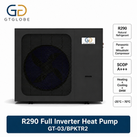 Système de pompe à chaleur air-eau DC R290 à haut rendement énergétique, 6 kW, chauffage/refroidissement/eau chaude sanitaire, double rotation, COP, directement de l'usine
