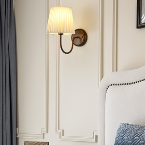 American Retro Single Head LED Wall French Country Style Tela de hierro para dormitorio Mesita de noche Sala de estar E14 Espejo de pared Faro - Product Image 5