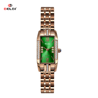 Montre de luxe BELBI pour femme, en acier inoxydable, carrée, 38 mm, or rose, affichage à aiguilles, chronographe, vente en gros