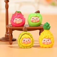 Groothandel 3d Hars Fruit Kawaii Dragon Durian Perzik Pop Microlandschaft Hars Ambachten Voor Decoratie