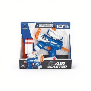 Air Blaster Soft Bullet Gun Blue Gray Manual Launcher With Sight And 6 Bullets For Kids Ages 6 To 13 Years - Product Image 1