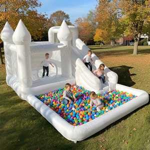 Nuovo Design bianco Combo castello gonfiabile casa di rimbalzo con scivolo e piscina palla gigante per il matrimonio e bambini che giocano - Product Image 1