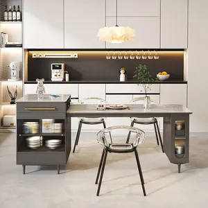 Beste Kwaliteit Luxe Keuken Eiland Eettafel Set Multifunctionele Marmeren Uitschuifbare Eettafel