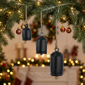 Black Metal Bell <b>Wind</b> <b>Chime</b> Hanging Ornament Shape Black Nickel Plated Feng Shui Home Decoration Rattler Fashion Buddhism - Product Image 3