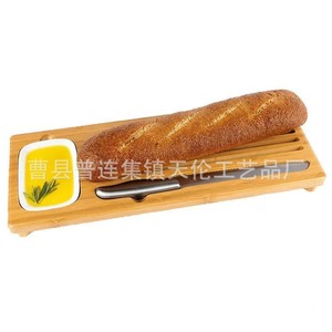 Cross-border wooden kitchen tools: <b>bread</b> cutting board with dipping sauce dish, <b>bread</b> slicer, cheese and butter <b>knife</b>, wooden - Product Image 4