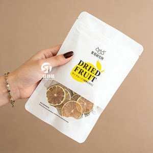 Custom Recyclable White Stand Up Kraft Paper Bags with <b>Window</b> | Zipper Moisture Proof Packaging for Freeze Dried Lemon Slices - Product Image 1