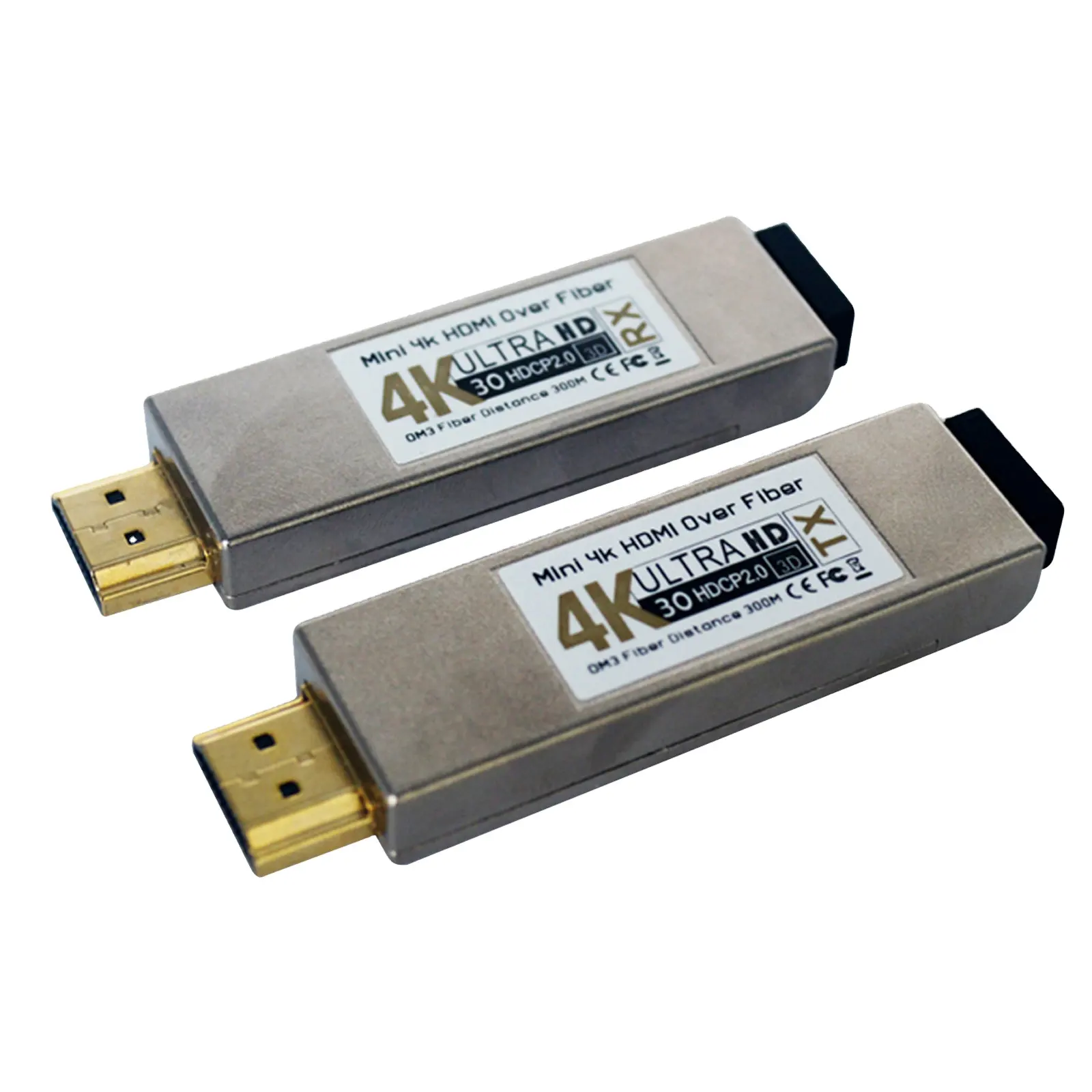 Mini extensor de fibra óptica 4K 2K HDMI, convertidor, transceptor óptico OM3, fibra multimodo, 300m, entrada USB
