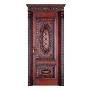 <span class=keywords><strong>Puerta</strong></span> de madera maciza tallada de entrada interior principal moderna de lujo con marco de corona - Product Image 3