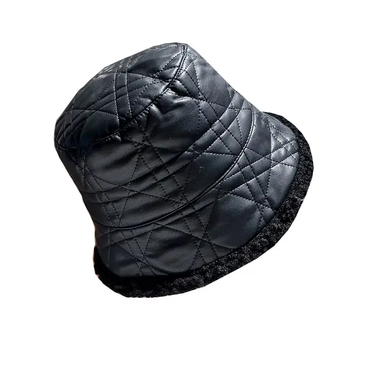 Chanbol customizzato nero cuoio Pu cappelli a secchiello per le donne grande testa versatili cappelli a secchiello invernali