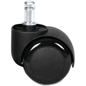 Alera ALECASTERST2 2-Inch B Stem Dual <b>Wheel</b> Hooded <b>Casters</b> Set of 5 Black Metal - Product Image 2