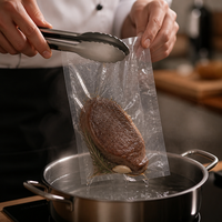 Sachet sous vide transparent haute température de qualité alimentaire, scellé sur trois côtés, taille personnalisée pour l'emballage du maïs