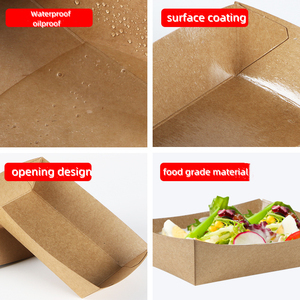 Food Packaging Food Boat Trays Wholesale Brown Food Packaging Boxes Snacks Boat Shape Kraft Paper Container Paper Packaging Box
