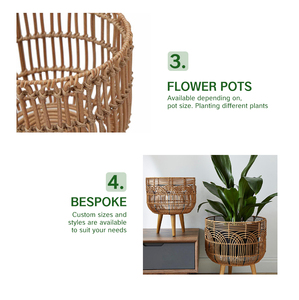 <span class=keywords><strong>Support</strong></span> <span class=keywords><strong>de</strong></span> plante en rotin tressé avec pieds en bois, <span class=keywords><strong>support</strong></span> <span class=keywords><strong>de</strong></span> pot <span class=keywords><strong>de</strong></span> fleurs bohème pour l'intérieur et l'<span class=keywords><strong>extérieur</strong></span>, décoration <span class=keywords><strong>de</strong></span> jardin, 3 tailles - Product Image 4