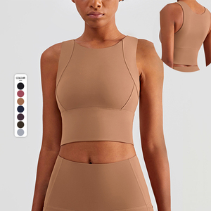 Soutien-gorge de sport à col <span class=keywords><strong>haut</strong></span> avec logo personnalisé pour femmes Débardeur de fitness respirant de grande taille pour la course et le yoga Position du logo avant antichoc - Product Image 1