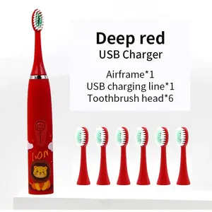 Viagem Automática Sonic Escova De Dentes Elétrica Recarregável Impermeável IPX7 Cartoon Smart Children Toothbrush Para Crianças de 3 a 15 Anos