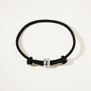Di alta qualità all'ingrosso 925 argento Sterling intrecciato braccialetti zirconi mano cinese gioielli fatti a mano coppia estensibile Unisex