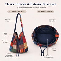 Sac à cordon bohème coloré et écologique, patchwork, cadeau, festival, personnalisable ODM/OEM