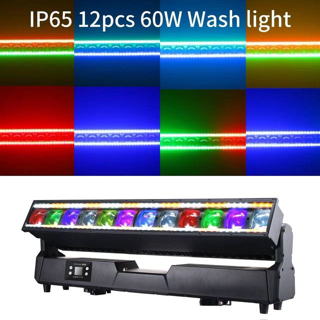 Factory Price 12x60W LED Beam Strobe Wash Moving Light Stage Lights New Design