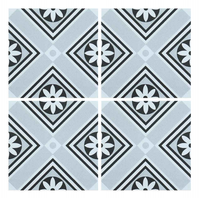 Carreaux d'intérieur Sunnda Country Style Greens, motif floral rustique moderne, bordure en porcelaine, 300x300mm, antibactériens, antidérapants