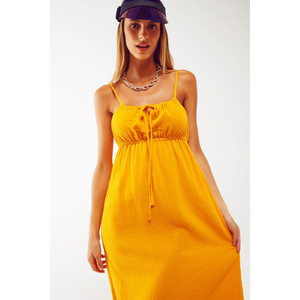 Vestido Maxi Amarillo de Verano con Tirantes y Cintura Fruncida - Product Image 1