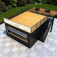 Maison conteneur avec terrasse sur le toit, structure en acier modulaire préfabriquée de 20 pieds pour café commercial, certifiée CE