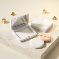 Boîtier compact blanc nacré avec miroir et houppette, vide, pour poudre de blush, palette simple, maquillage en poudre, fard à paupières, contour, en ABS
