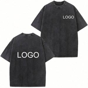Camiseta de Algodón 100% de Lujo para Niños al por Mayor, Tallas Grandes, de Alta Calidad, Lisa, con Logo Vintage Personalizado, Efecto Desgastado, Oversize, con Acabado Ácido Comprimido - Product Image 6