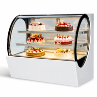 Lemari Pendingin Showcase Kue Komersial dengan Kaca Lengkung, Kabinet Display, Pasokan Pabrik OEM