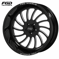 Vente Flash Jantes Forgées Noir Brillant avec Accents Argentés Multi-Rayons 5 Trous 20 22 24 26 28 30 Pouces 5x127 5x139.7