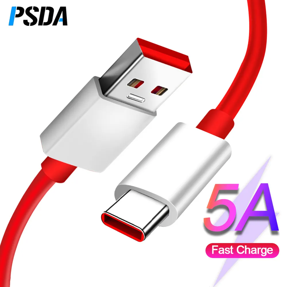 PSDA 5A USB Type C Cable for Oneplus 8 7 7T Pro 6 6T Dash Charge USB C Super charge Fast Charging Type-C Cable